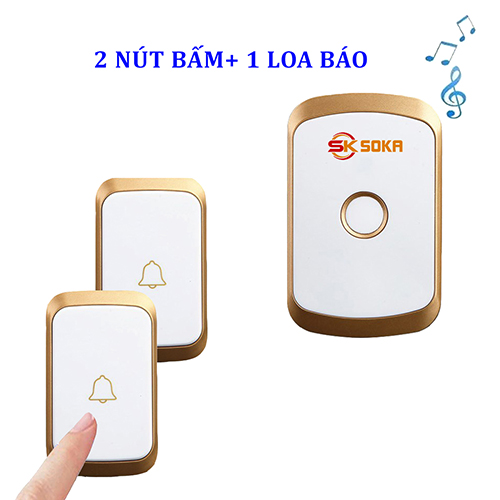Chuông cửa không dây 2 nút bấm soka A20 màu gold